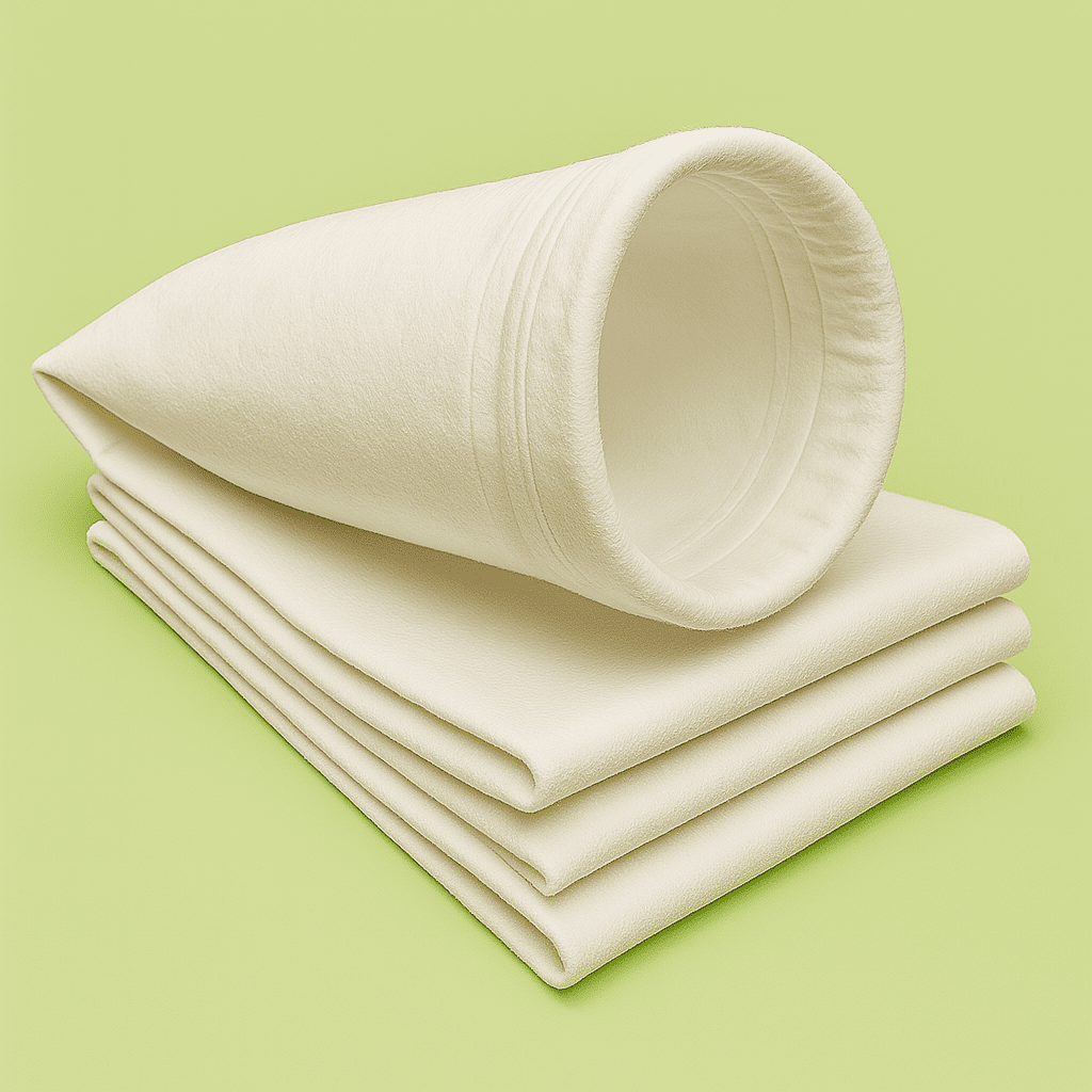 White industrial bag filter standing upright for dust collection systems